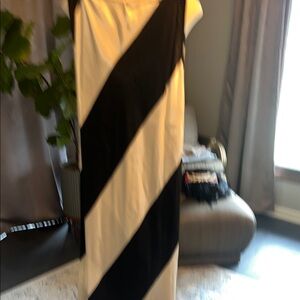 Navy and Cream biased cut maxi skirt